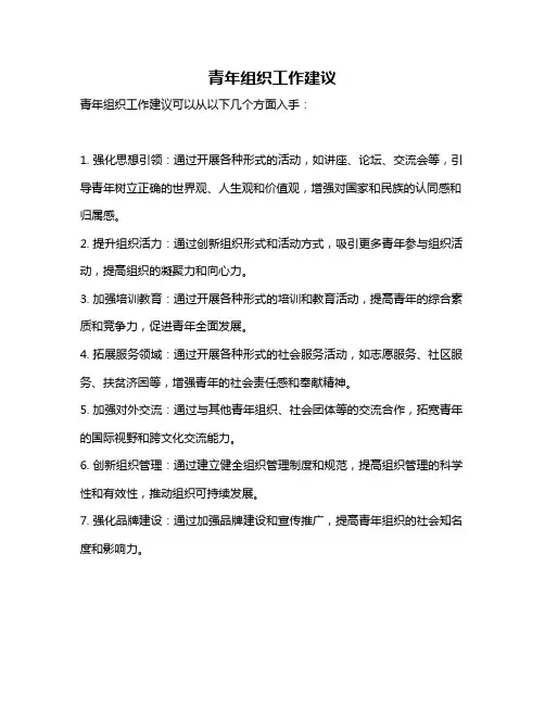 青年组织工作建议