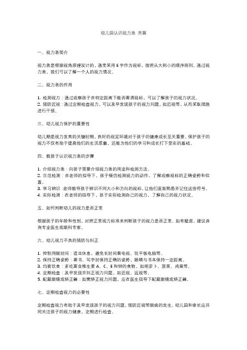 幼儿园认识视力表 美篇