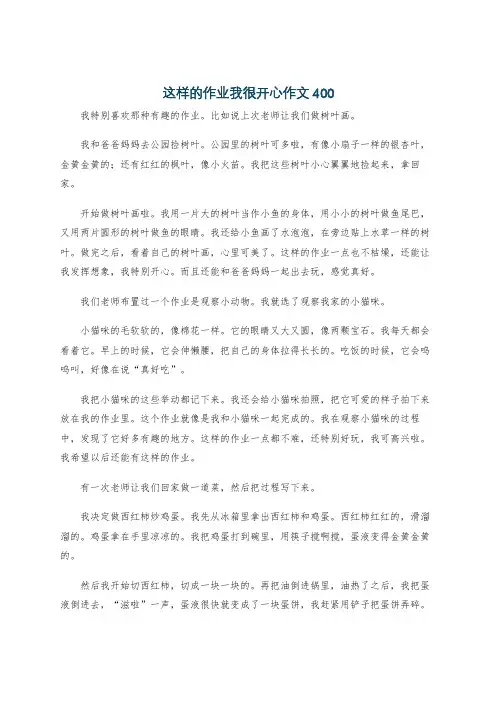 这样的作业我很开心作文400