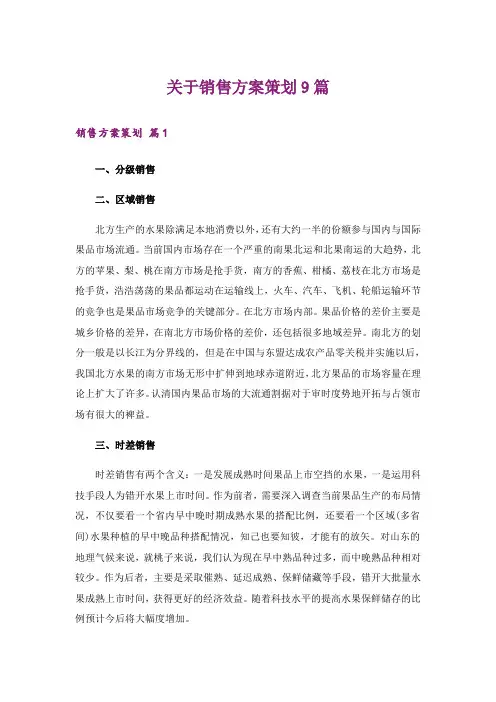 关于销售方案策划9篇