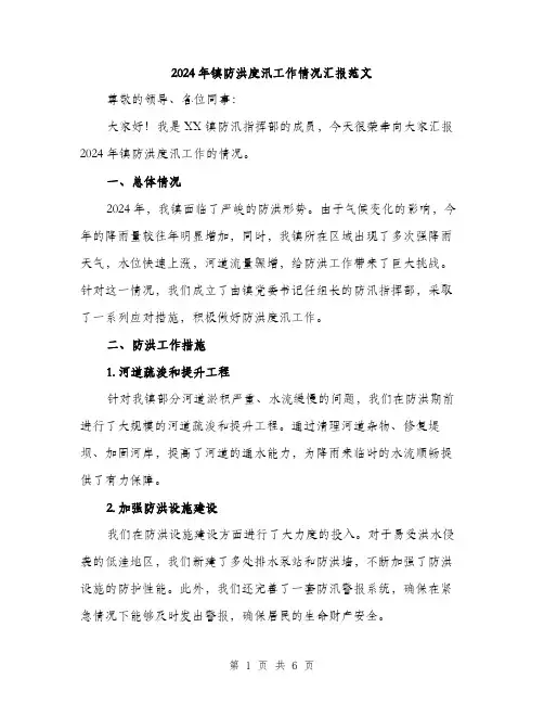 2024年镇防洪度汛工作情况汇报范文(二篇)
