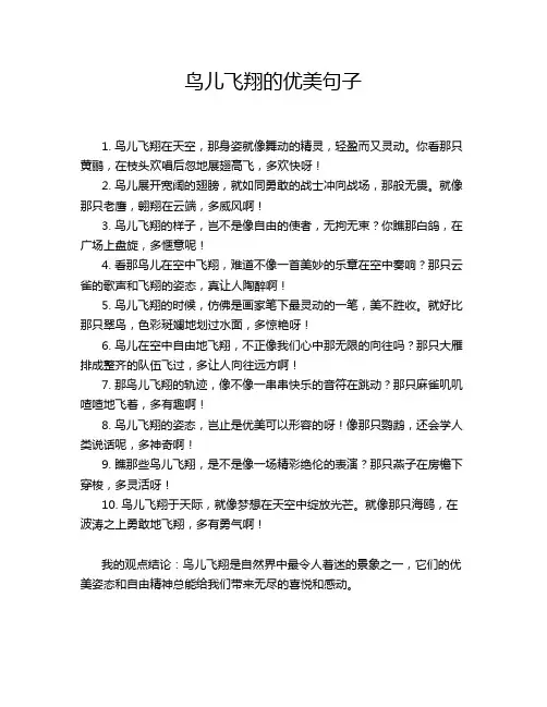鸟儿飞翔的优美句子