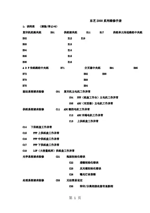 东芝2019系列维修手册共10页文档