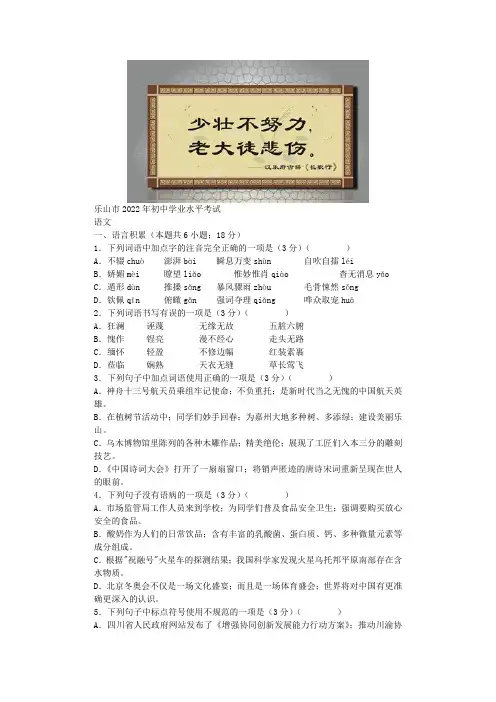 2022年四川省乐山市中考语文真题