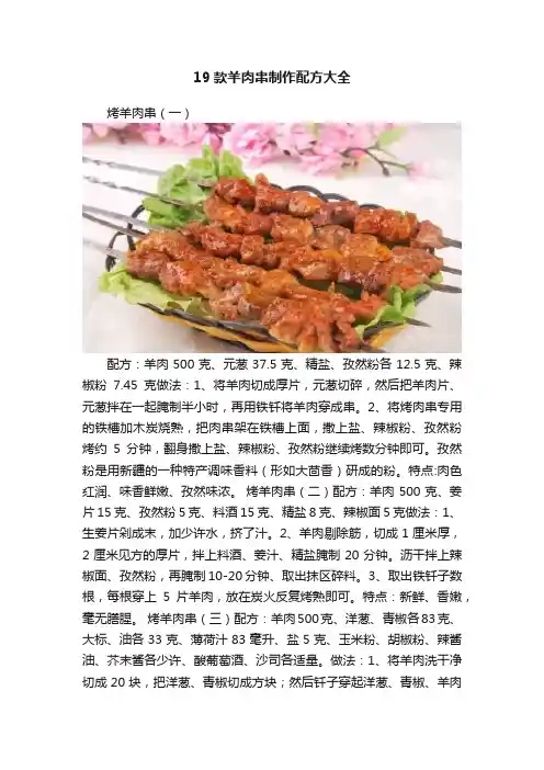 19款羊肉串制作配方大全