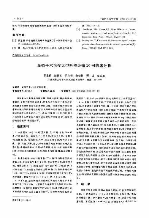 显微手术治疗大型听神经瘤20例临床分析
