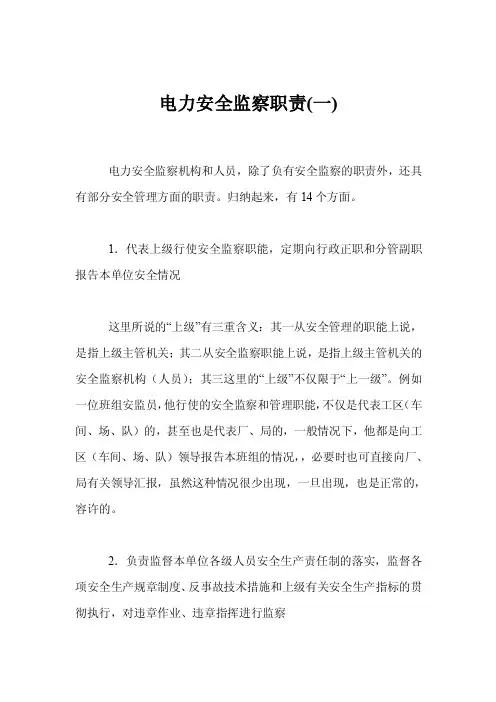 电力安全监察职责（一）