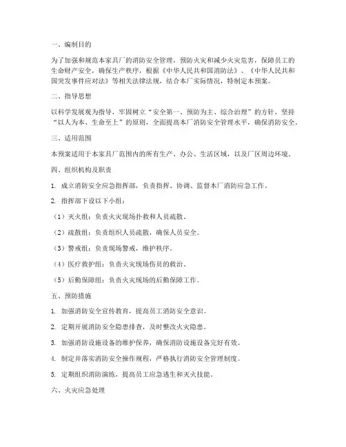 家具厂消防应急预案