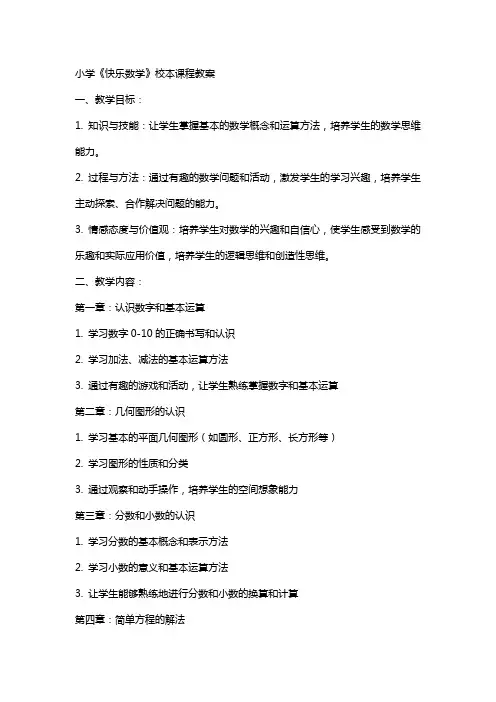 小学《快乐数学》校本课程教案