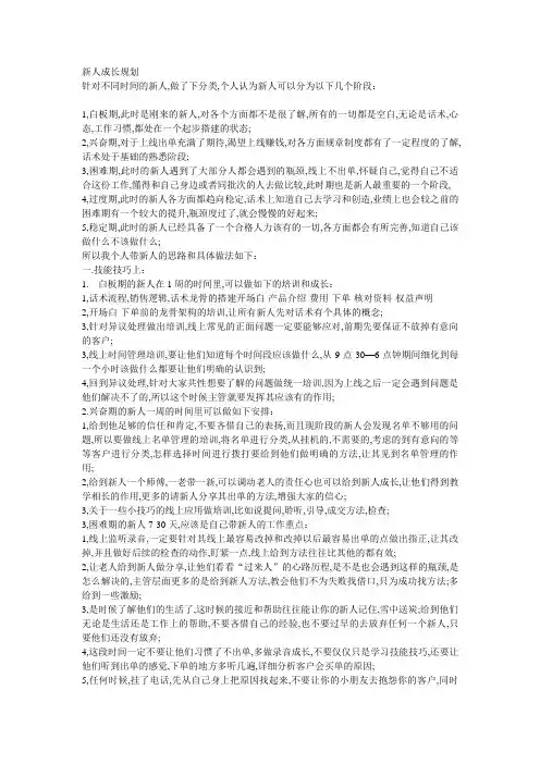 新人成长规划
