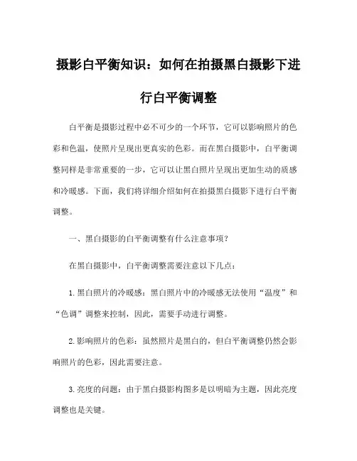 摄影白平衡知识：如何在拍摄黑白摄影下进行白平衡调整