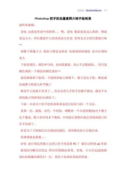 Photoshop把手机低像素照片转手绘效果