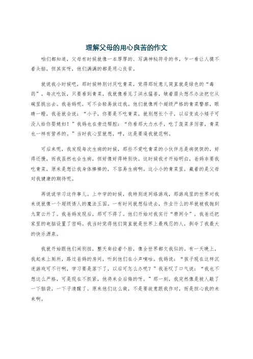 理解父母的用心良苦的作文