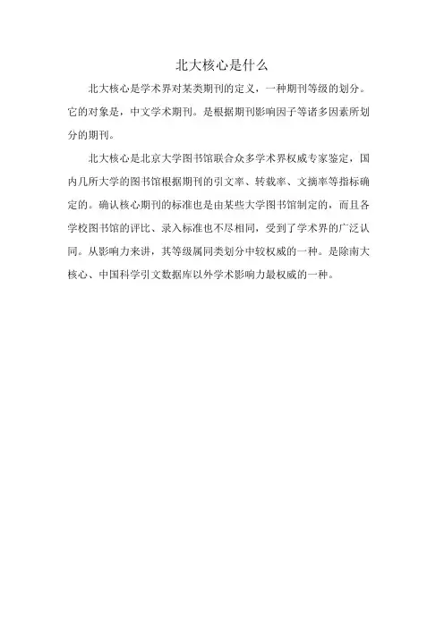 北大核心是什么