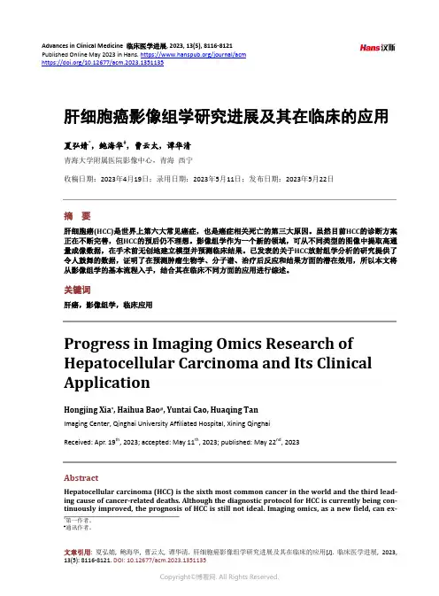 肝细胞癌影像组学研究进展及其在临床的应用