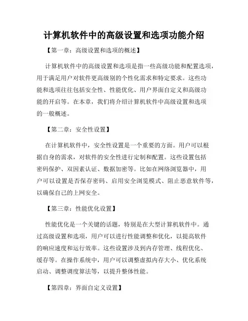 计算机软件中的高级设置和选项功能介绍