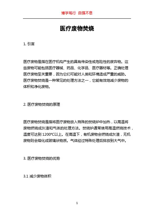 医疗废物焚烧