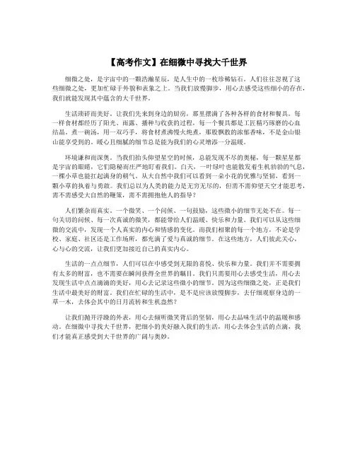 【高考作文】在细微中寻找大千世界