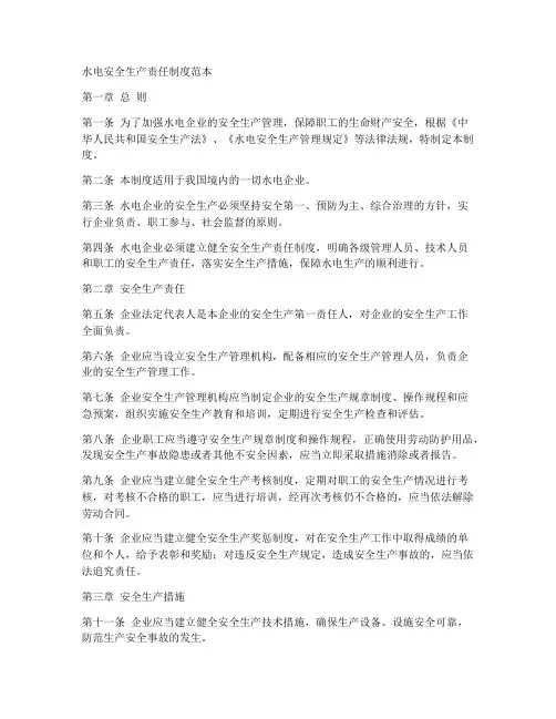 水电安全生产责任制度范本