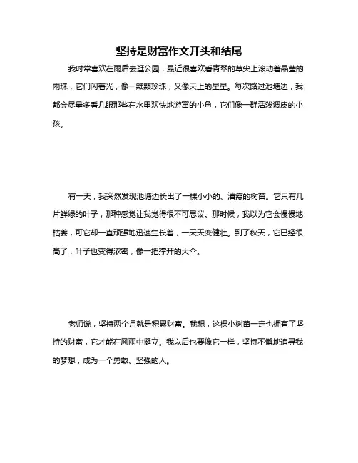 坚持是财富作文开头和结尾