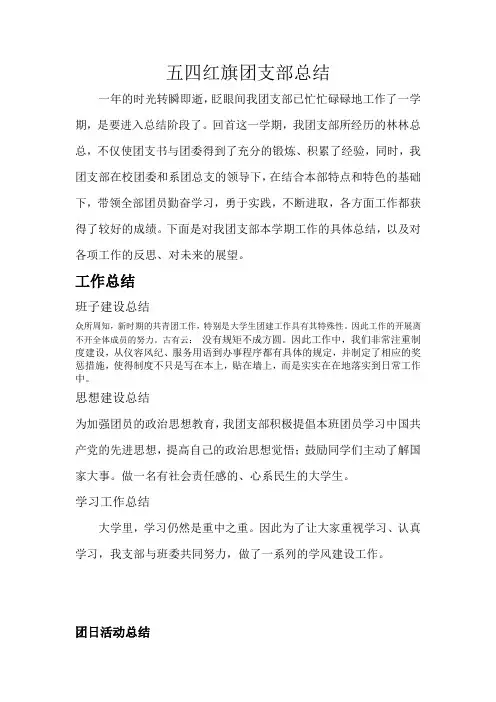 五四红旗团支部总结