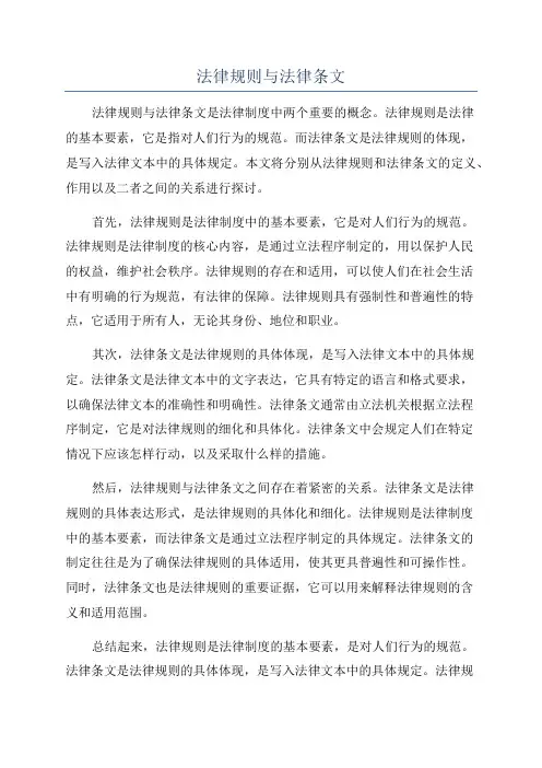 法律规则与法律条文