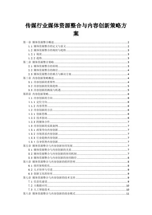 传媒行业媒体资源整合与内容创新策略方案