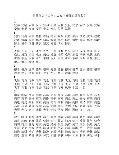 好听的男孩名字大全