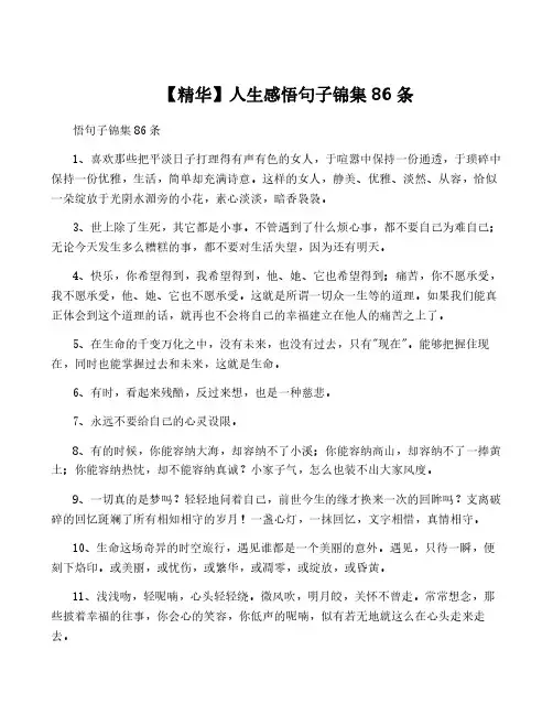 【精华】人生感悟句子锦集86条