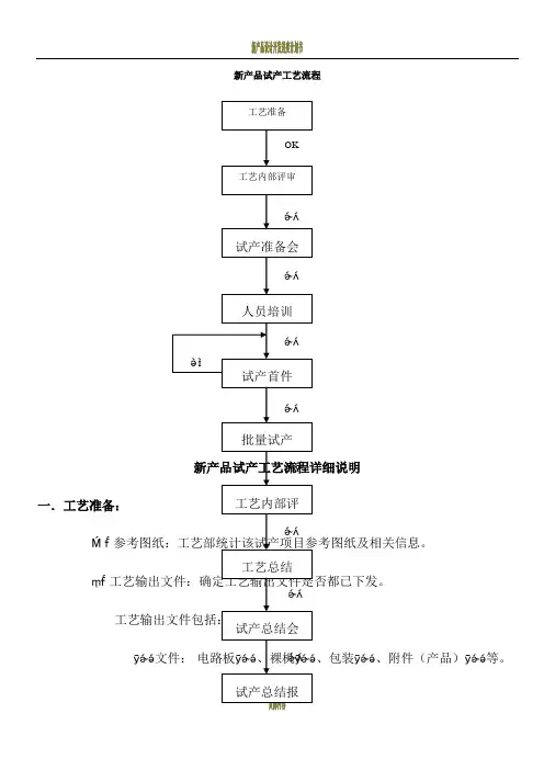 新产品试产工艺流程
