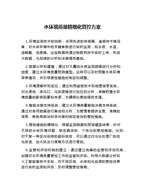 水环境质量精细化管控方案