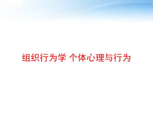组织行为学 个体心理与行为 ppt课件
