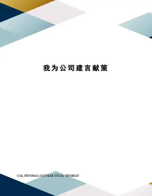 我为公司建言献策