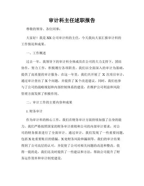 审计科主任述职报告