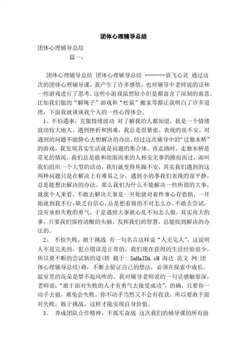 团体心理辅导总结