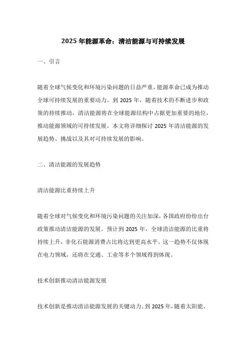 2025年能源革命：清洁能源与可持续发展