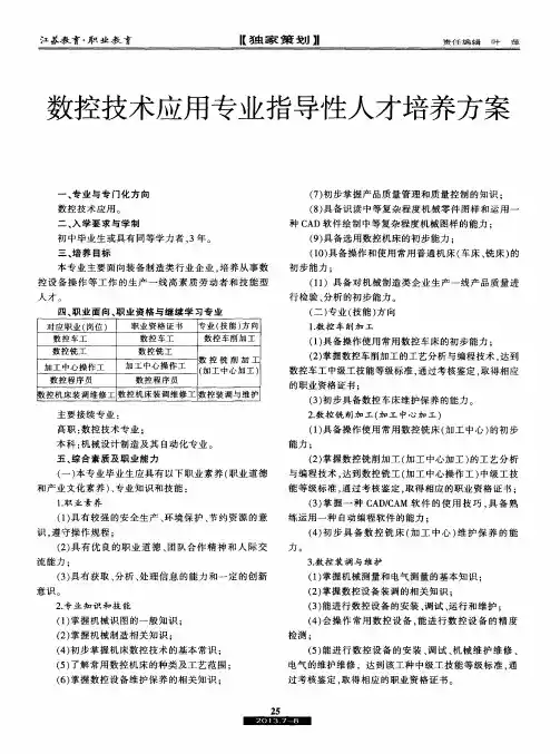 数控技术应用专业指导性人才培养方案