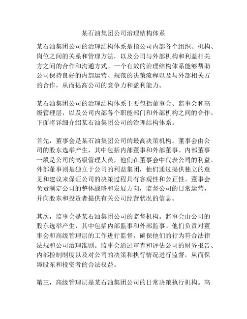 某石油集团公司治理结构体系