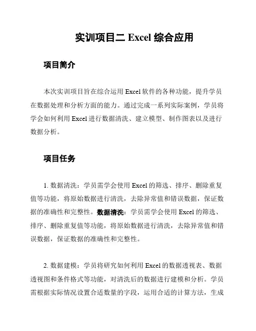 实训项目二 Excel 综合应用