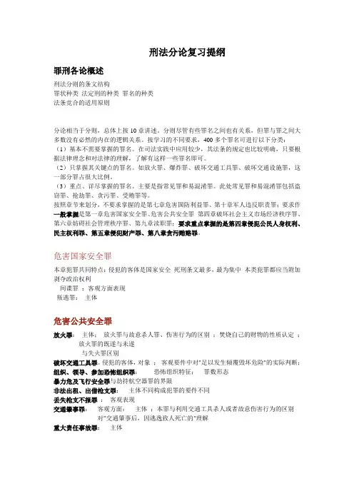 刑法学分论复习提纲