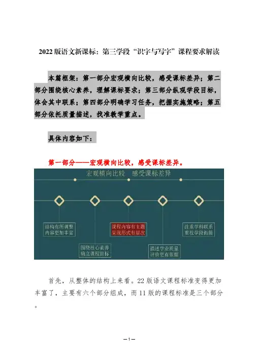 2022版语文新课标：第三学段“识字与写字”课程要求解读