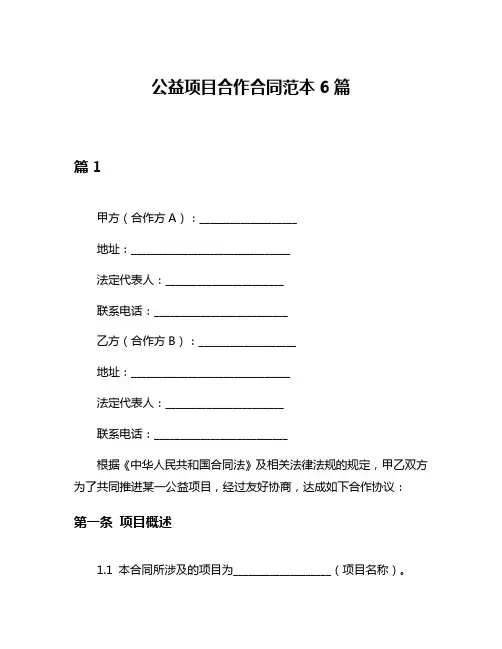 公益项目合作合同范本6篇