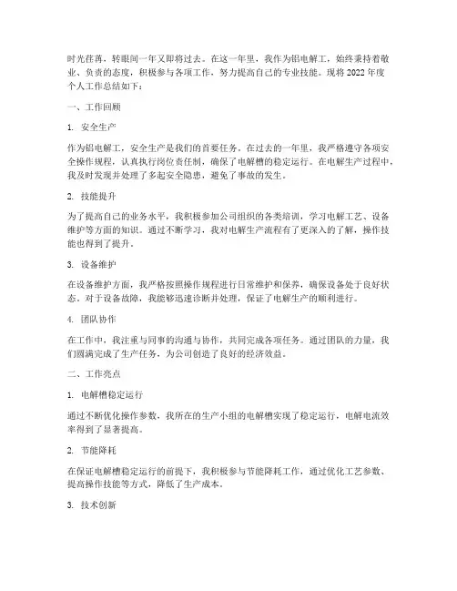 铝电解工个人工作总结