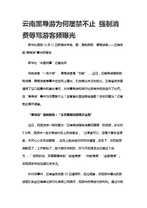 云南黑导游为何屡禁不止 强制消费辱骂游客频曝光