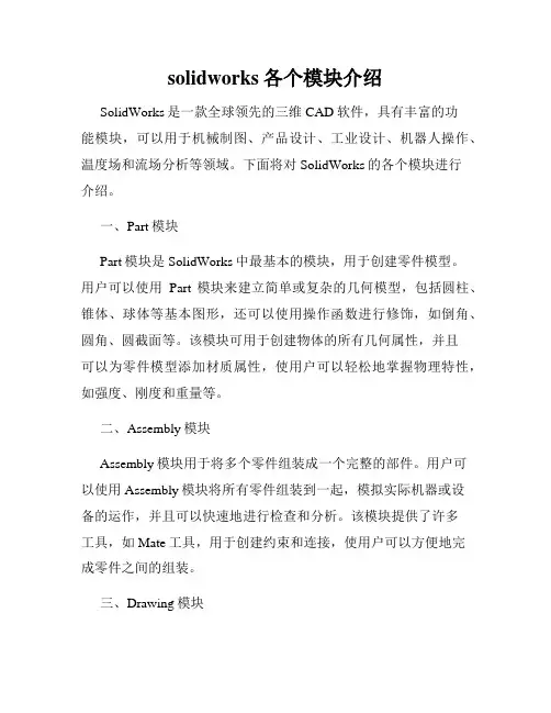 solidworks各个模块介绍