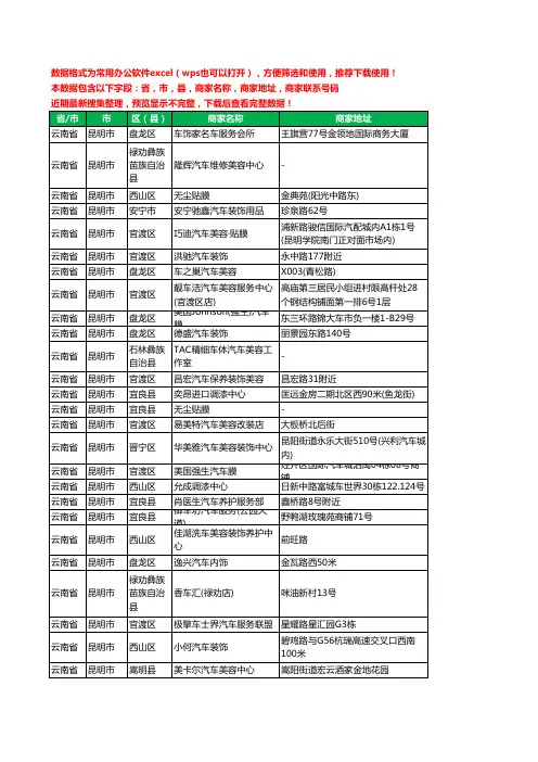 2020新版云南省昆明市汽车装饰工商企业公司商家名录名单联系电话号码地址大全1042家