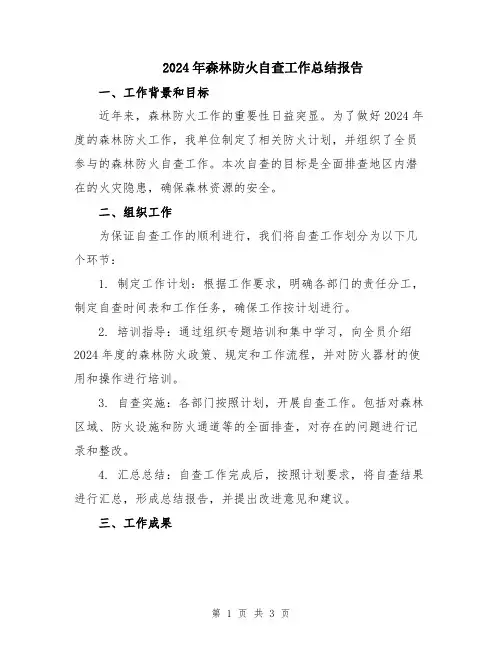 2024年森林防火自查工作总结报告