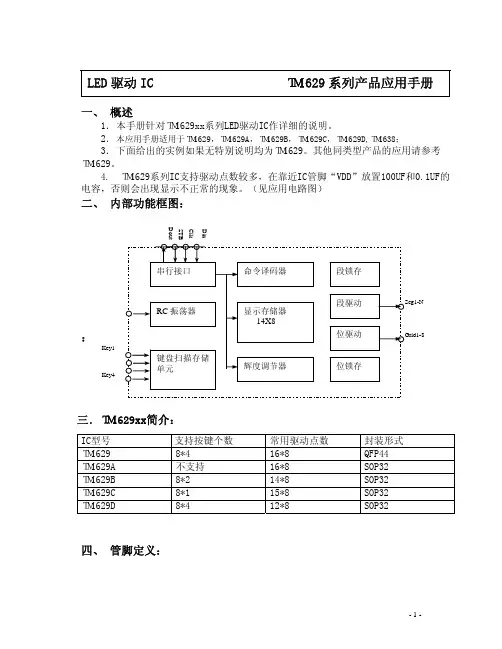 TM1629系列LED驱动IC应用手册说明书