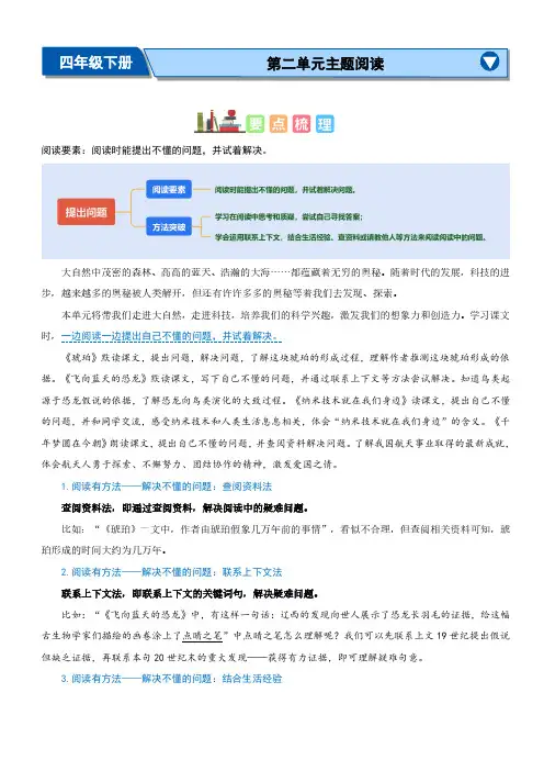 第二单元“提出问题”(主题阅读)-2023-2024学年四年级语文下册阅读理解(统编版)(一)