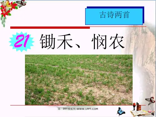 苏教版一年级下册语文《古诗两首(锄禾、悯农)》课件PPT